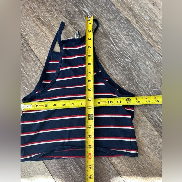 🛍️ Divided blue with red,white striped crop top size Small - Picture 3 of 4